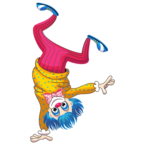 Carnival Circus Theme Handstand Clown Transparent Sticker
